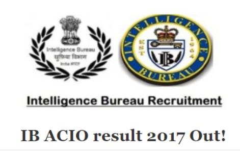 IB ACIO Tier 1 Result 2017 Declared, Check MHA Result PDF Here!