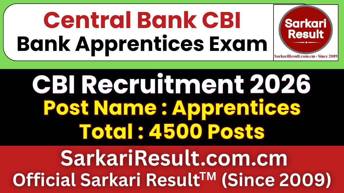 Central Bank CBI Apprentices Recruitment 2026